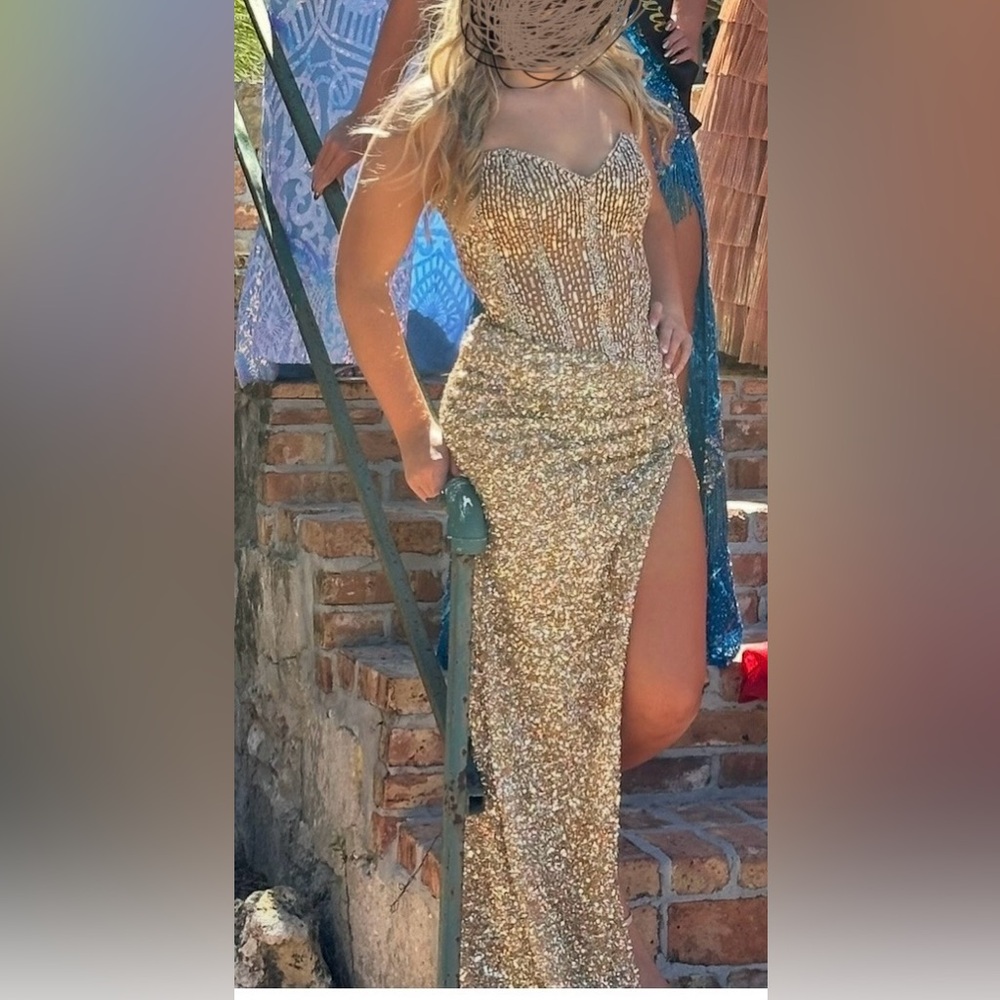 Elegant Gold Beaded Dress